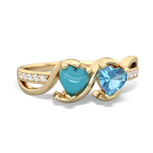 turquoise-blue topaz double heart ring