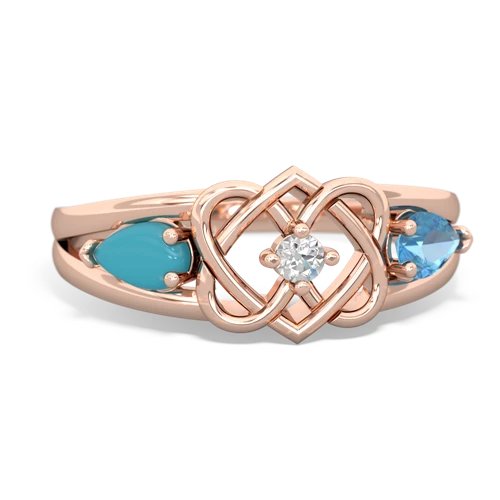 turquoise-blue topaz double heart ring