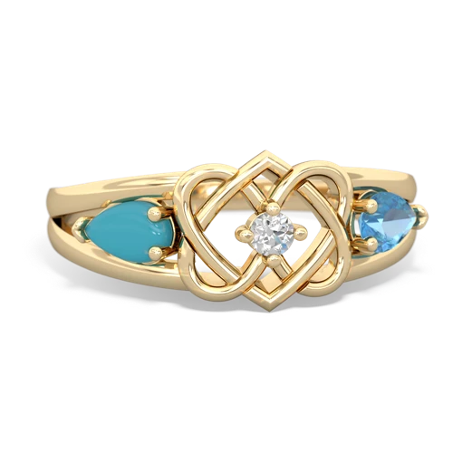 turquoise-blue topaz double heart ring