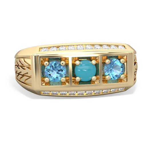 turquoise-blue topaz three stone ring