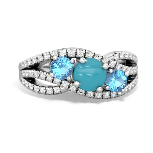 turquoise-blue topaz three stone pave ring