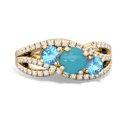 turquoise-blue topaz three stone pave ring