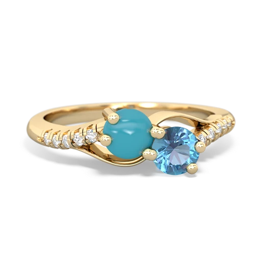 turquoise-blue topaz two stone infinity ring