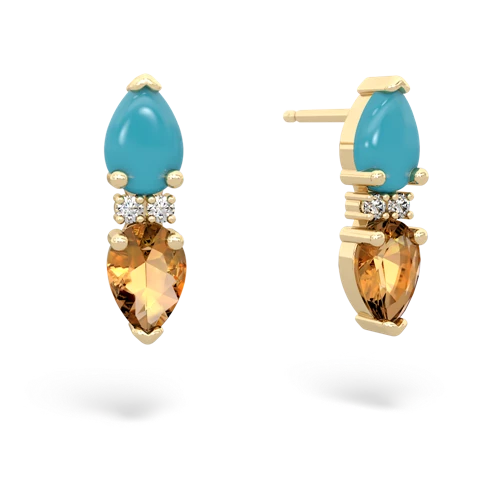 turquoise-citrine bowtie earrings