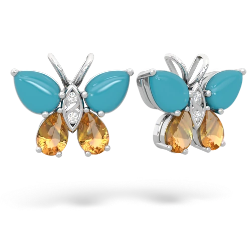 turquoise-citrine butterfly earrings