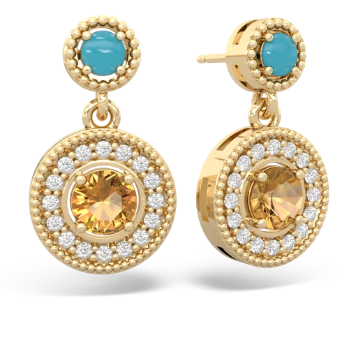 turquoise-citrine halo earrings