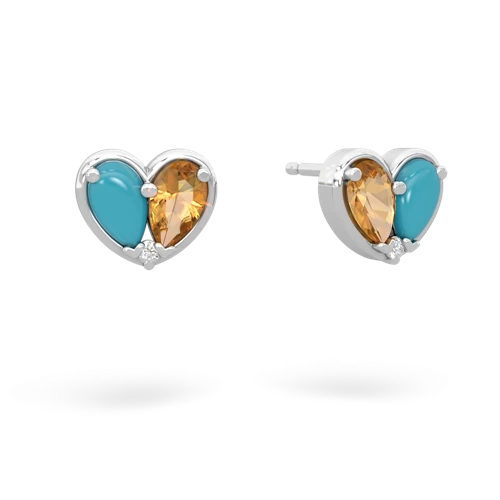 turquoise-citrine one heart earrings