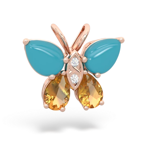 turquoise-citrine butterfly pendant