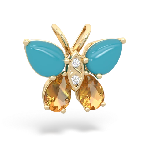 turquoise-citrine butterfly pendant