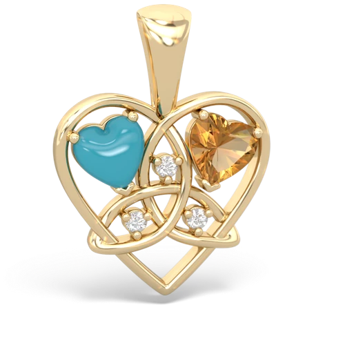 turquoise-citrine celtic heart pendant