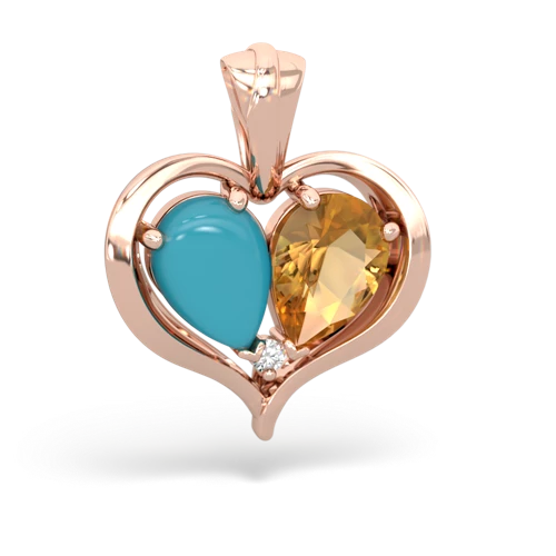 turquoise-citrine half heart whole pendant