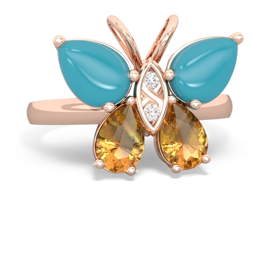 turquoise-citrine butterfly ring