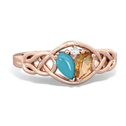 turquoise-citrine celtic knot ring