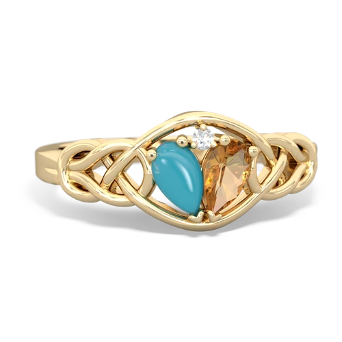 turquoise-citrine celtic knot ring