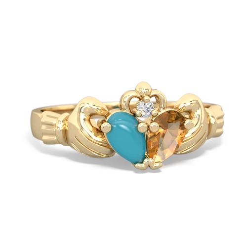 turquoise-citrine claddagh ring