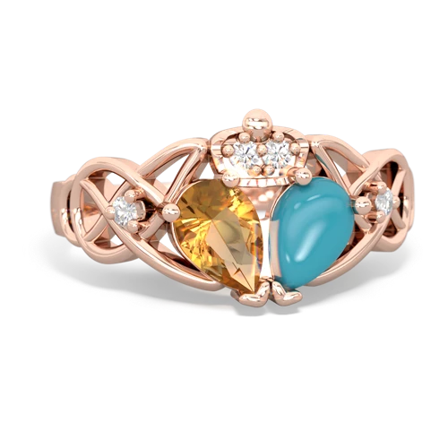 turquoise-citrine claddagh ring