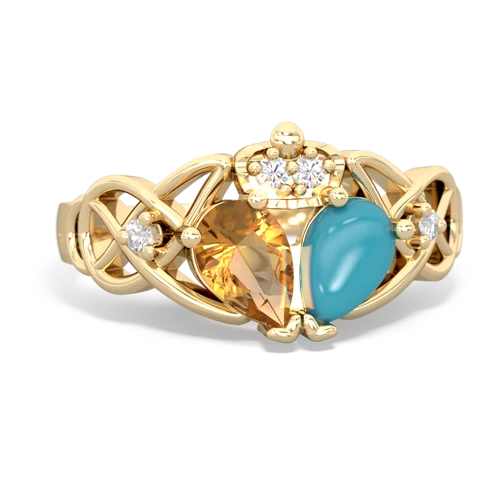 turquoise-citrine claddagh ring