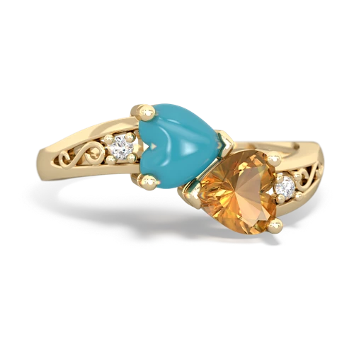 turquoise-citrine filligree ring