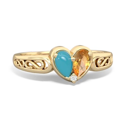 turquoise-citrine filligree ring