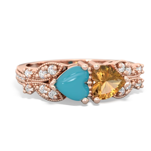 turquoise-citrine keepsake butterfly ring