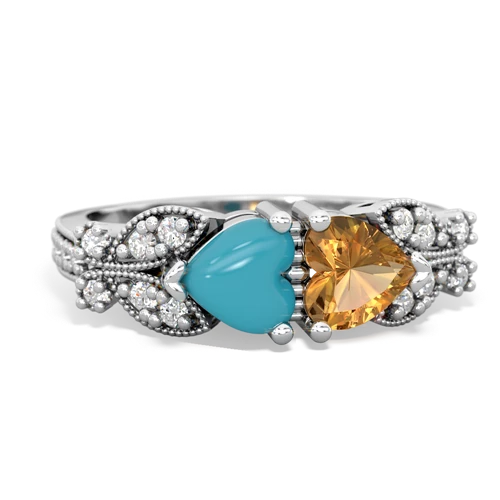 turquoise-citrine keepsake butterfly ring