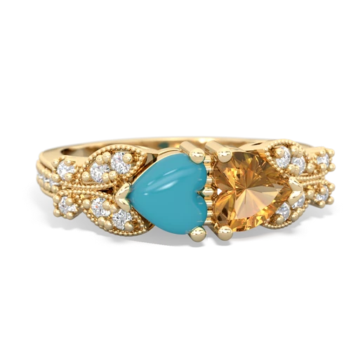 turquoise-citrine keepsake butterfly ring