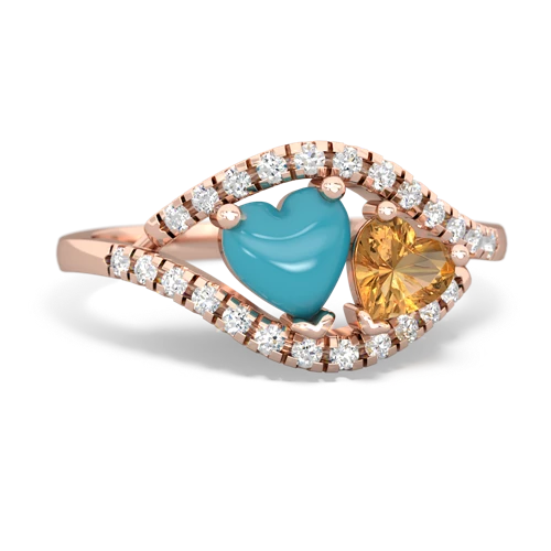 turquoise-citrine mother child ring