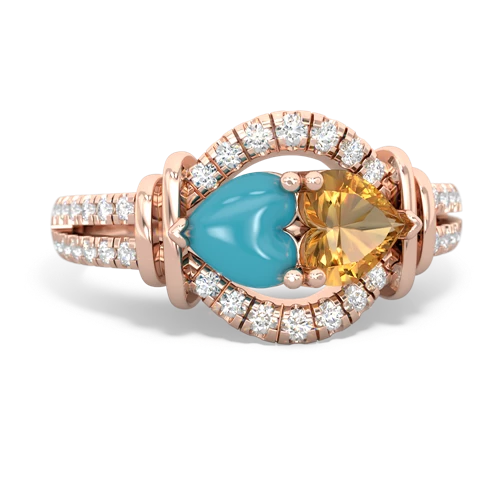 turquoise-citrine pave keepsake ring