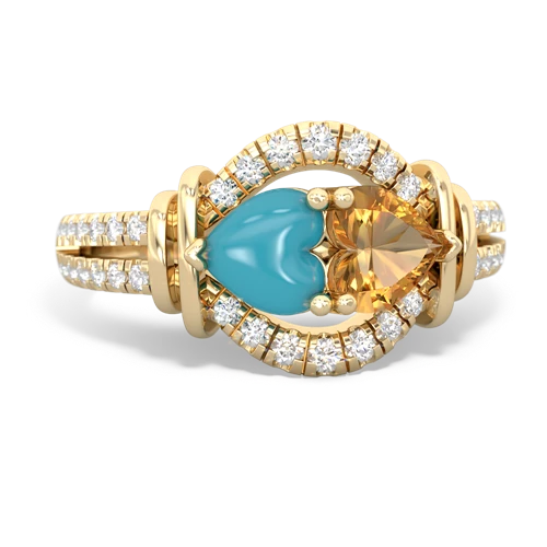 turquoise-citrine pave keepsake ring