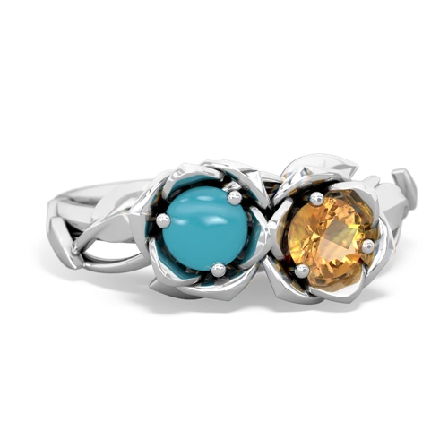 turquoise-citrine roses ring