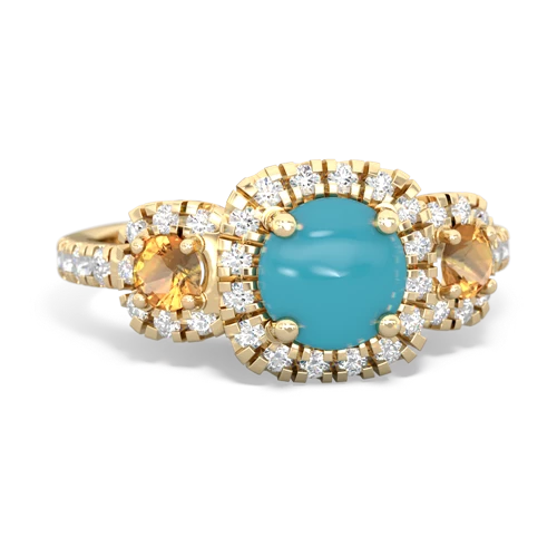 turquoise-citrine three stone regal ring