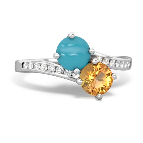 turquoise-citrine two stone channel ring