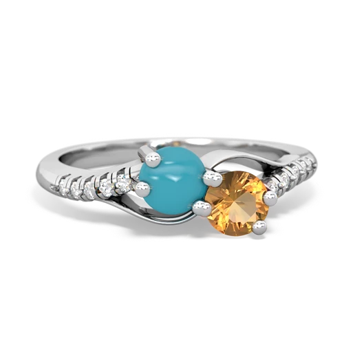 turquoise-citrine two stone infinity ring