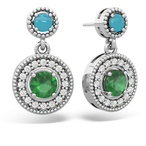 turquoise-emerald halo earrings