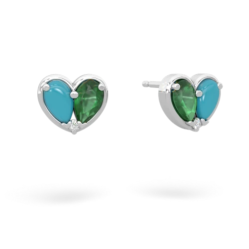 turquoise-emerald one heart earrings