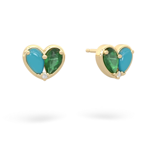 turquoise-emerald one heart earrings