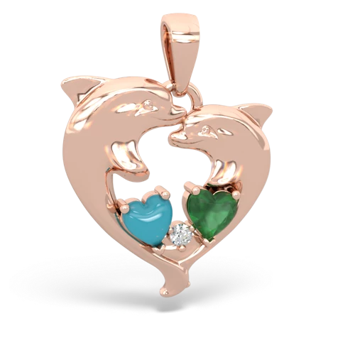turquoise-emerald dolphins pendant