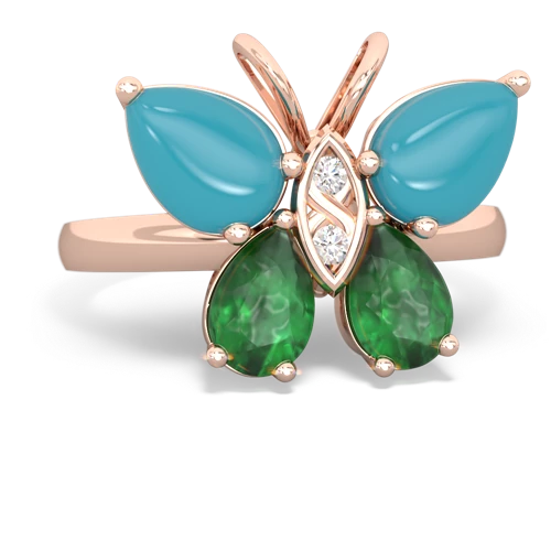 turquoise-emerald butterfly ring