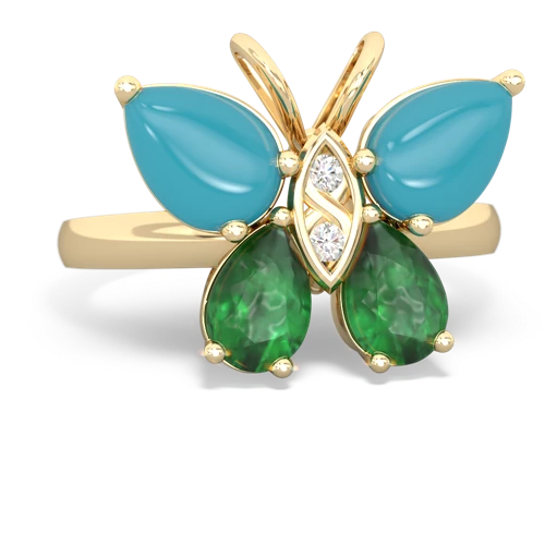turquoise-emerald butterfly ring