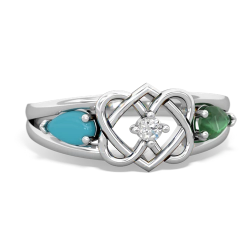 turquoise-emerald double heart ring