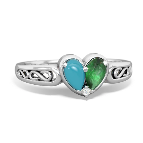 turquoise-emerald filligree ring