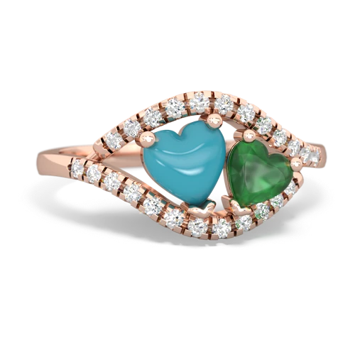 turquoise-emerald mother child ring