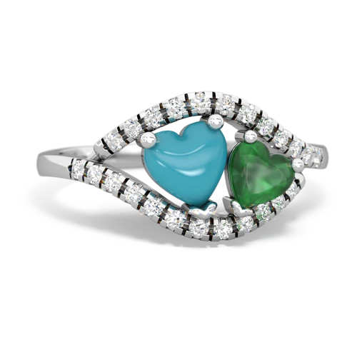 turquoise-emerald mother child ring