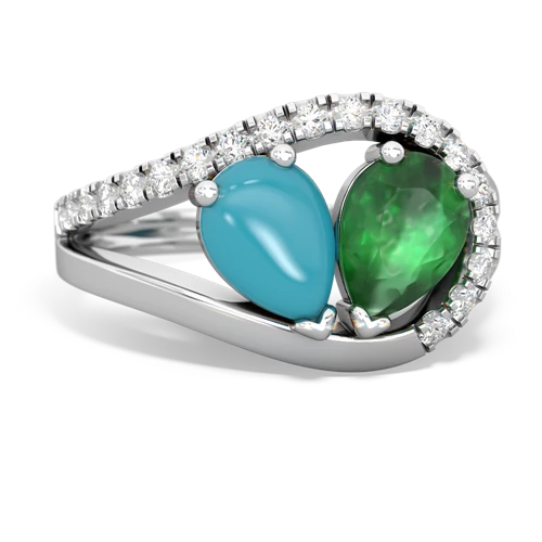turquoise-emerald pave heart ring