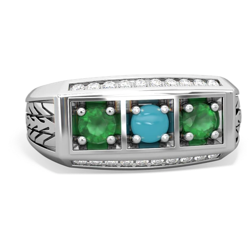 turquoise-emerald three stone ring