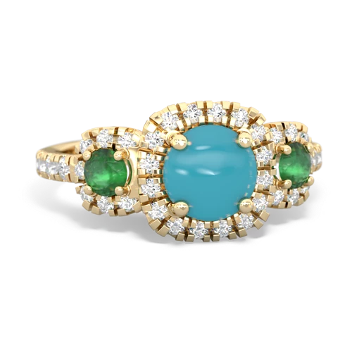 turquoise-emerald three stone regal ring