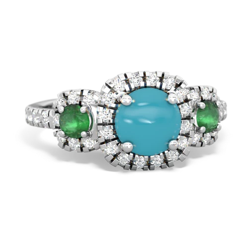 turquoise-emerald three stone regal ring