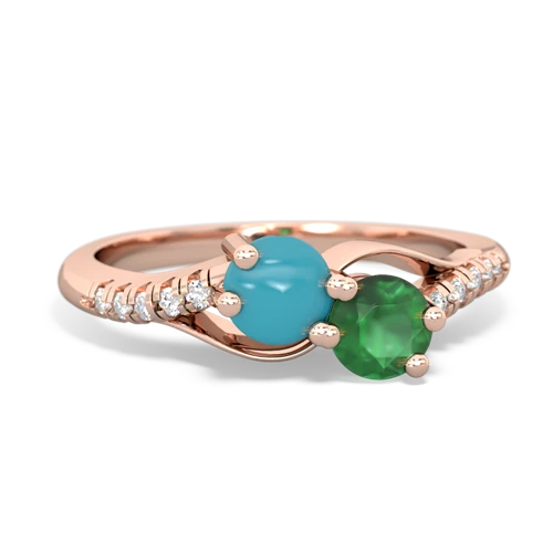 turquoise-emerald two stone infinity ring