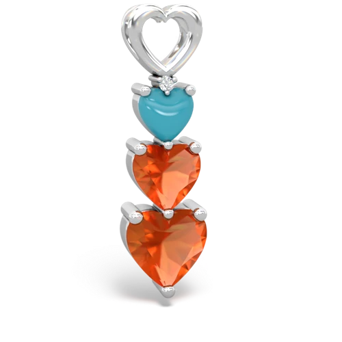 turquoise-fire opal three stone pendant