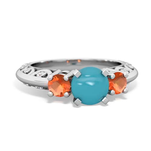 turquoise-fire opal engagement ring